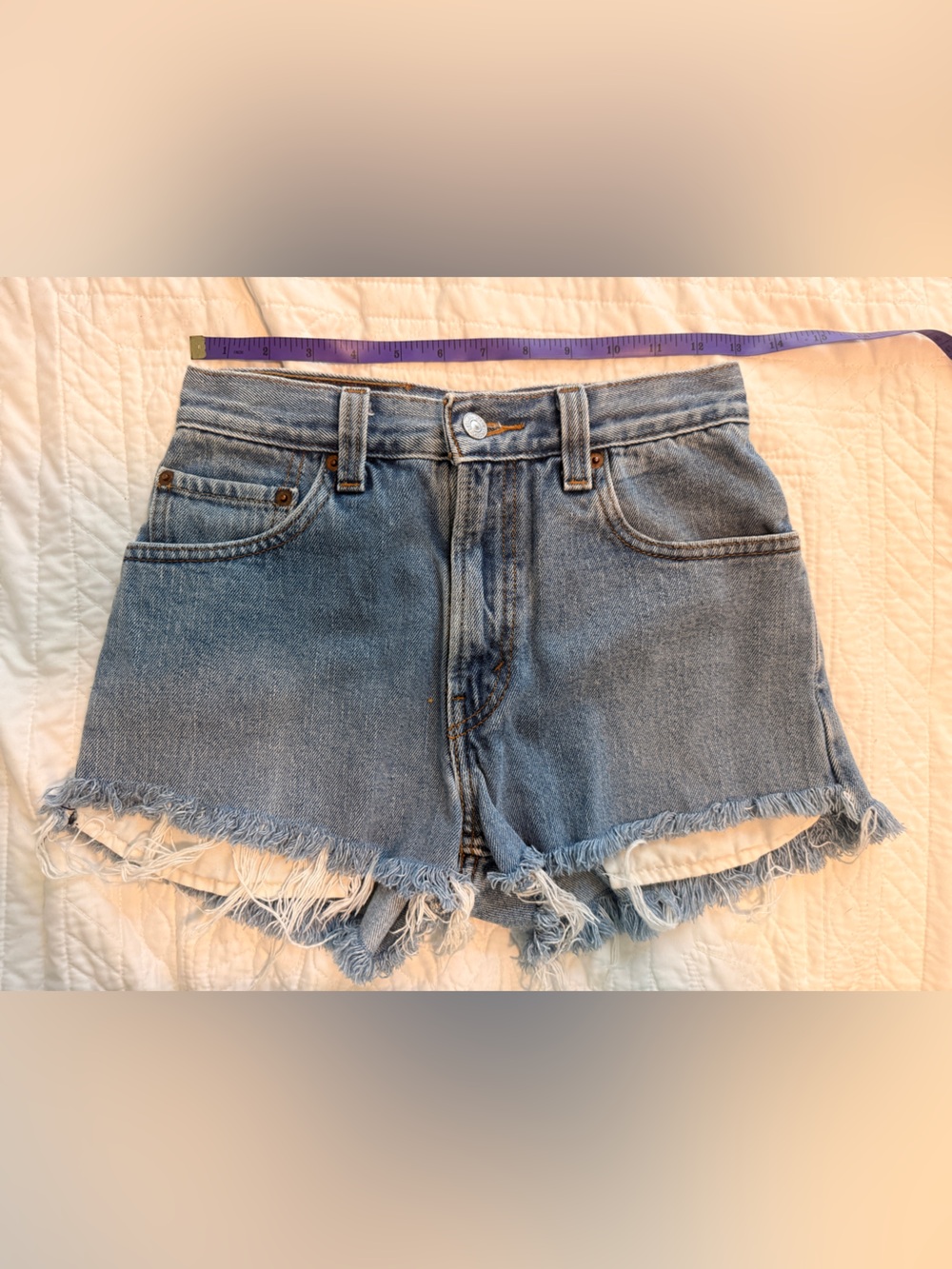 Levi’s Classic Light Blue Fringe Hem Denim Shorts Sz 24